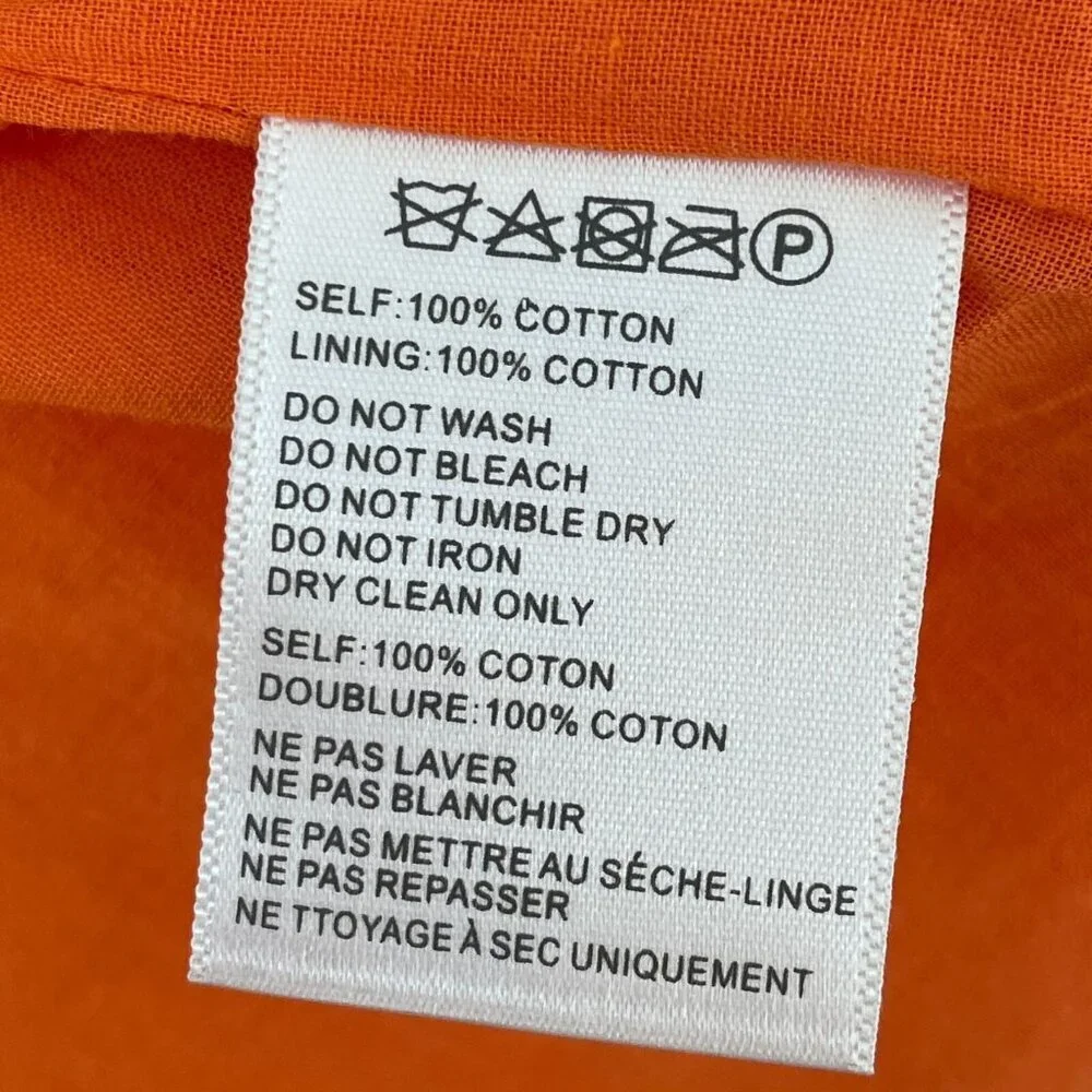NEW $79 Urban Outfitters Womens Medium Orange Puff Sleeve Button‎ Up Midi Dress